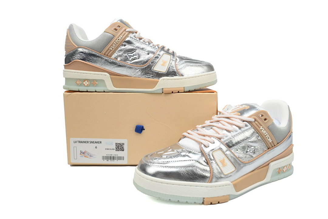  FC God Batch  Louis Vuitton Trainer Silver Embossed 