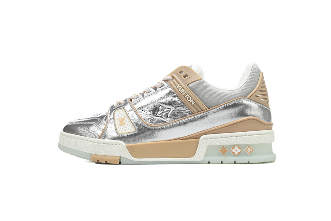  FC God Batch  Louis Vuitton Trainer Silver Embossed 