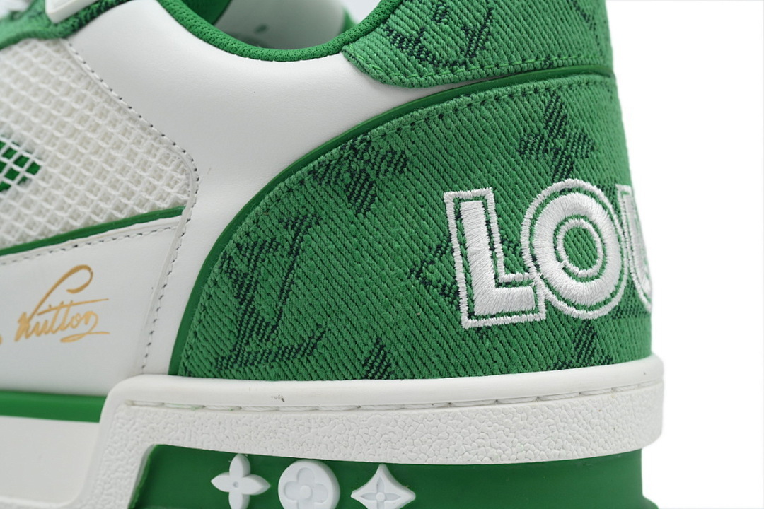  FC God Batch LOUIS VUITTON Trainer  Green Denim Velcro Mesh