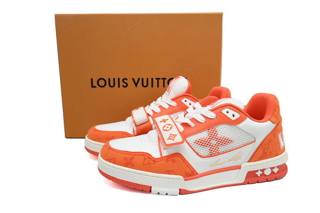  FC God Batch LOUIS VUITTON Trainer Orange Denim Velcro Mesh