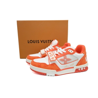  FC God Batch LOUIS VUITTON Trainer Orange Denim Velcro Mesh 02