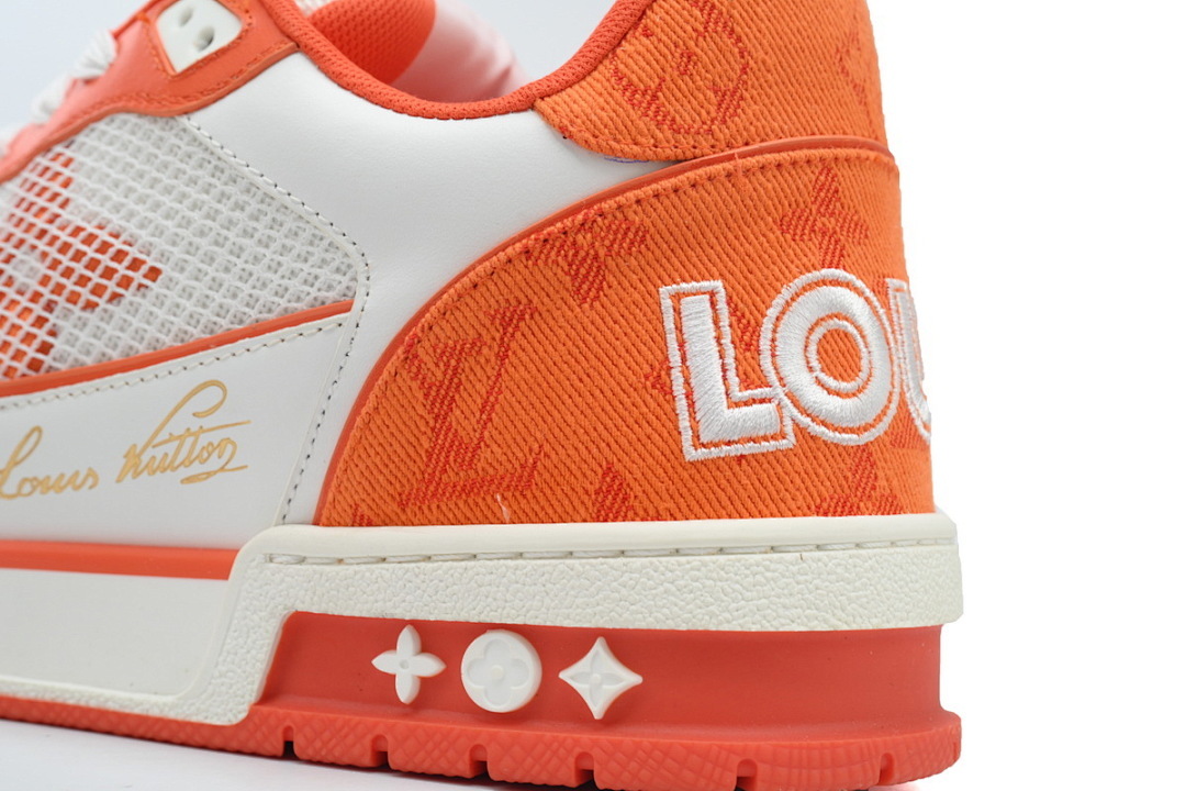  FC God Batch LOUIS VUITTON Trainer Orange Denim Velcro Mesh