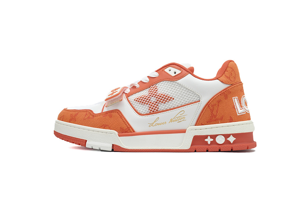  FC God Batch LOUIS VUITTON Trainer Orange Denim Velcro Mesh