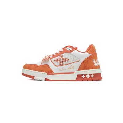  FC God Batch LOUIS VUITTON Trainer Orange Denim Velcro Mesh 01