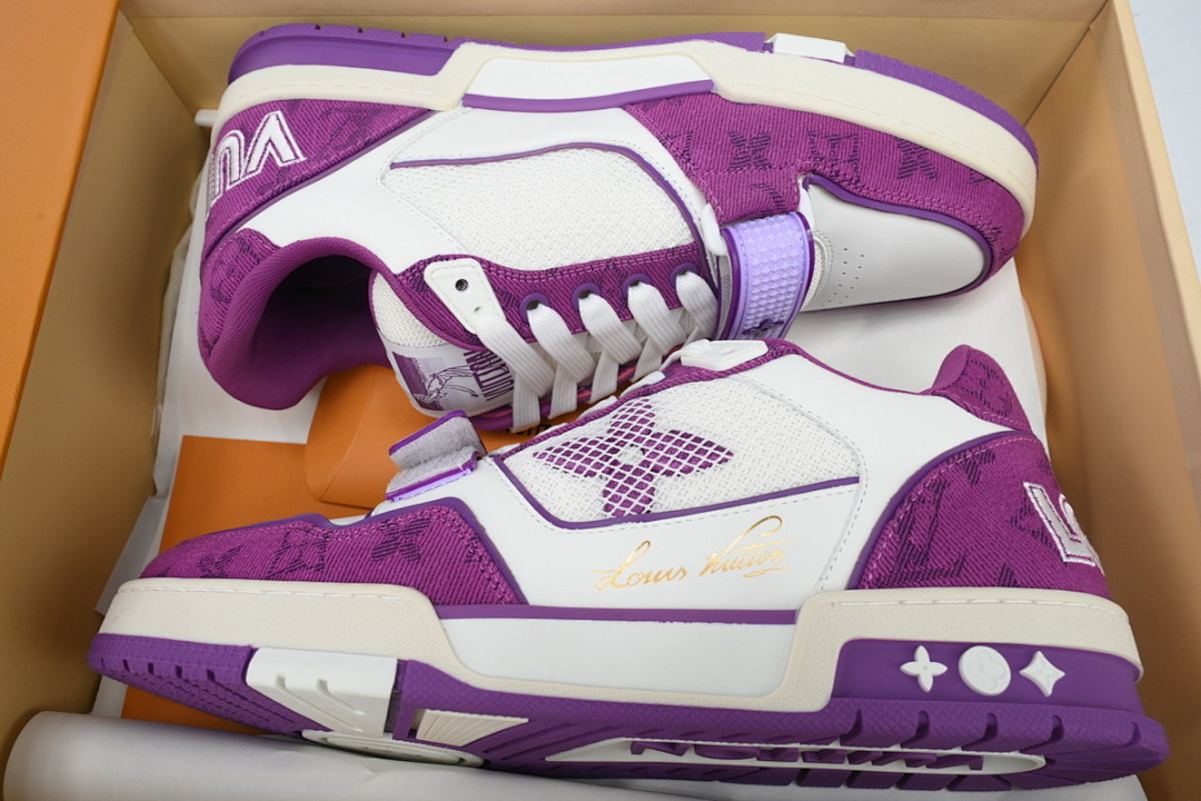  FC God Batch LOUIS VUITTON Trainer Purple Denim Velcro Mesh