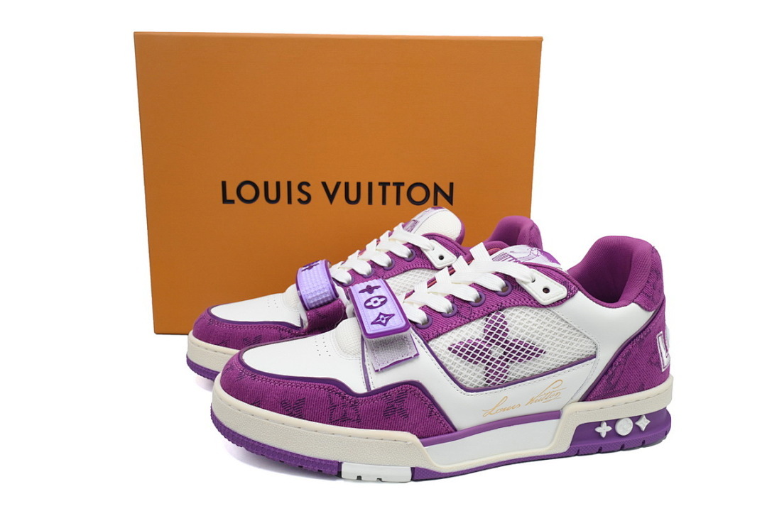  FC God Batch LOUIS VUITTON Trainer Purple Denim Velcro Mesh