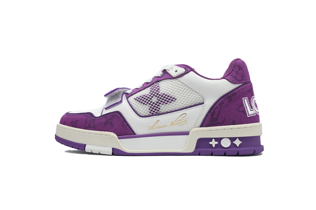  FC God Batch LOUIS VUITTON Trainer Purple Denim Velcro Mesh