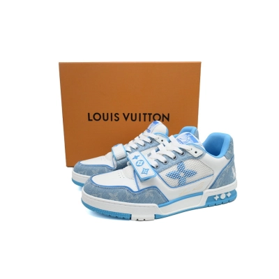 FC God Batch LOUIS VUITTON Trainer Blue Denim Velcro Mesh 02