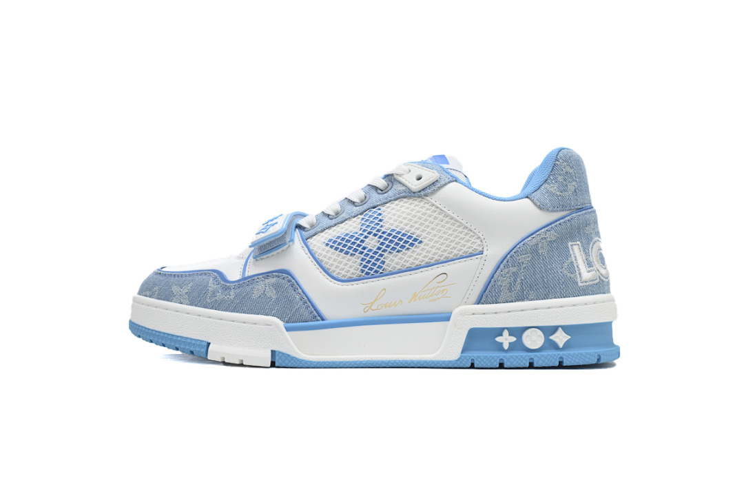 FC God Batch LOUIS VUITTON Trainer Blue Denim Velcro Mesh