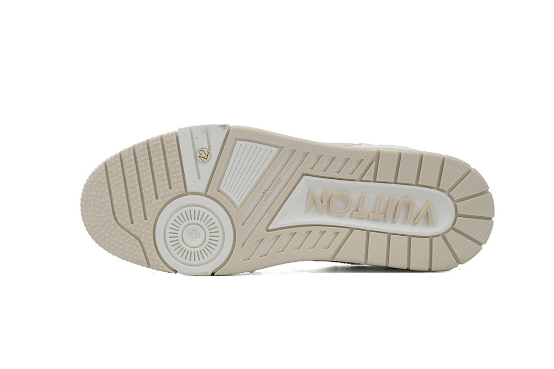 FC God Batch  Louis Vuitton Trainer Beige Distressed Denim