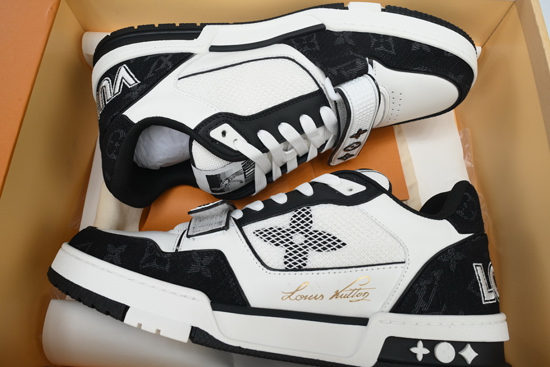 FC God Batch LOUIS VUITTON Trainer Black Denim Velcro Mesh