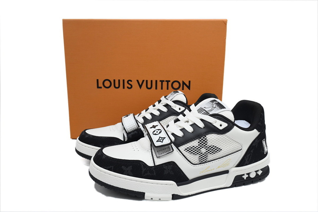 FC God Batch LOUIS VUITTON Trainer Black Denim Velcro Mesh