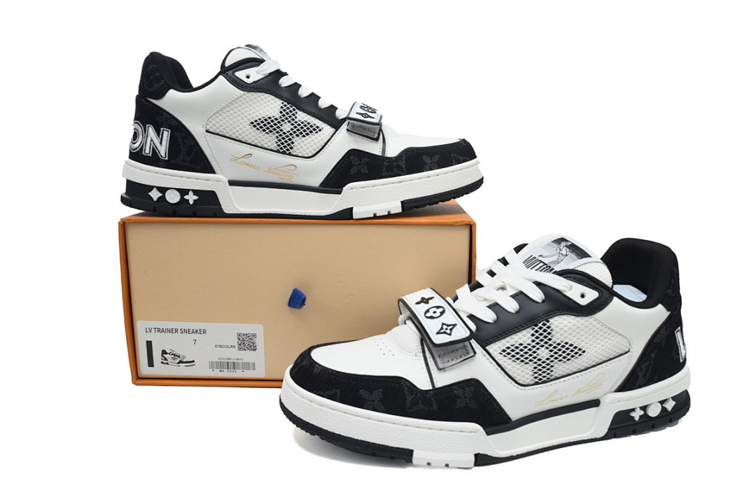 FC God Batch LOUIS VUITTON Trainer Black Denim Velcro Mesh