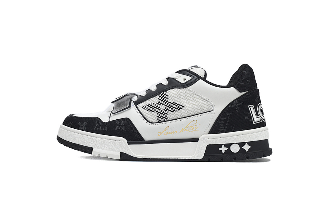 FC God Batch LOUIS VUITTON Trainer Black Denim Velcro Mesh