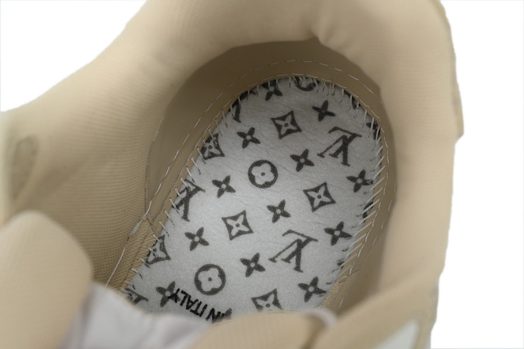 FC God Batch LOUIS VUITTON Trainer Apricot Denim Velcro Mesh