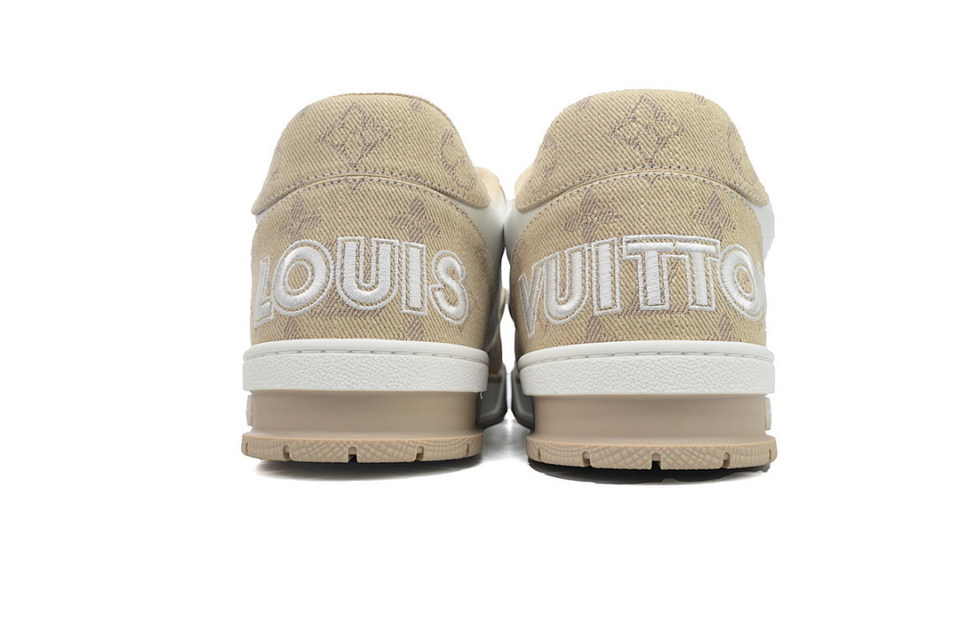 FC God Batch LOUIS VUITTON Trainer Apricot Denim Velcro Mesh