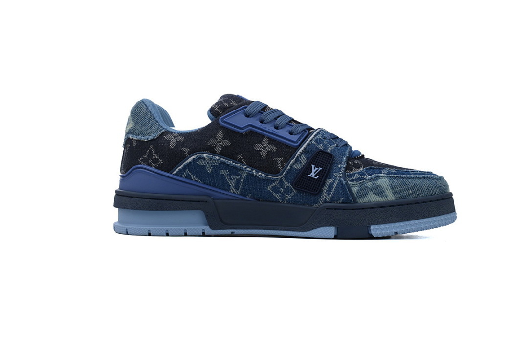 FC God Batch  Louis Vuitton Trainer  Blue Distressed Denim