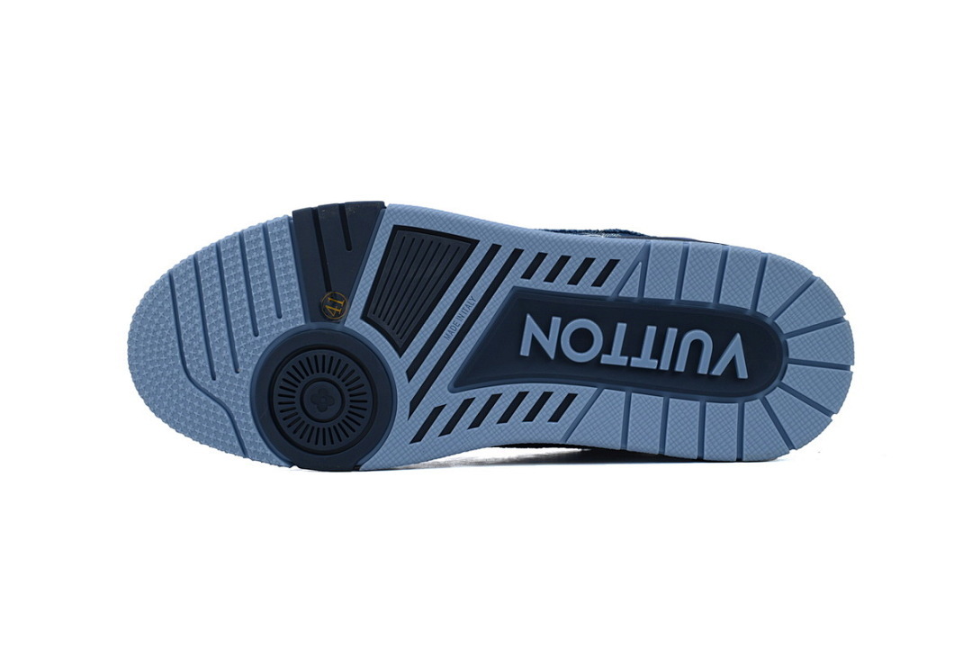 FC God Batch  Louis Vuitton Trainer  Blue Distressed Denim