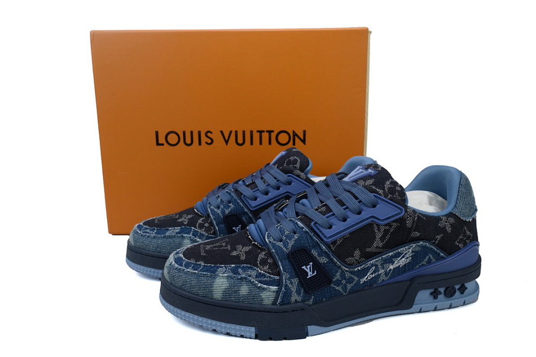 FC God Batch  Louis Vuitton Trainer  Blue Distressed Denim