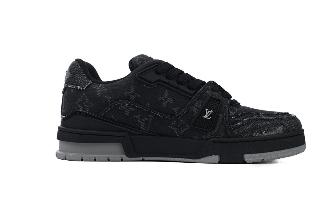 FC God Batch  Louis Vuitton Trainer Black Distressed Denim