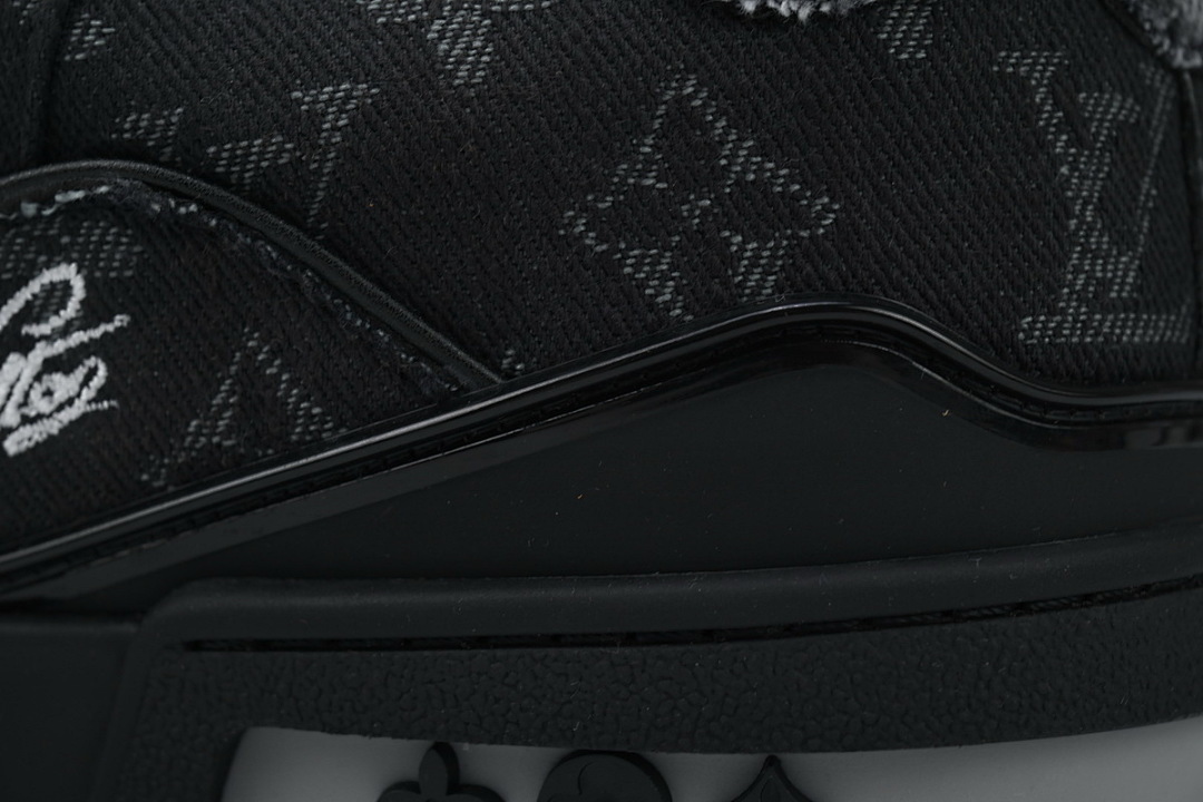 FC God Batch  Louis Vuitton Trainer Black Distressed Denim