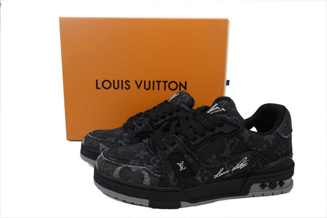 FC God Batch  Louis Vuitton Trainer Black Distressed Denim