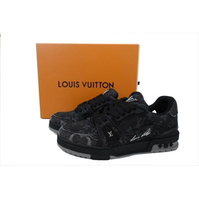 FC God Batch  Louis Vuitton Trainer Black Distressed Denim 02