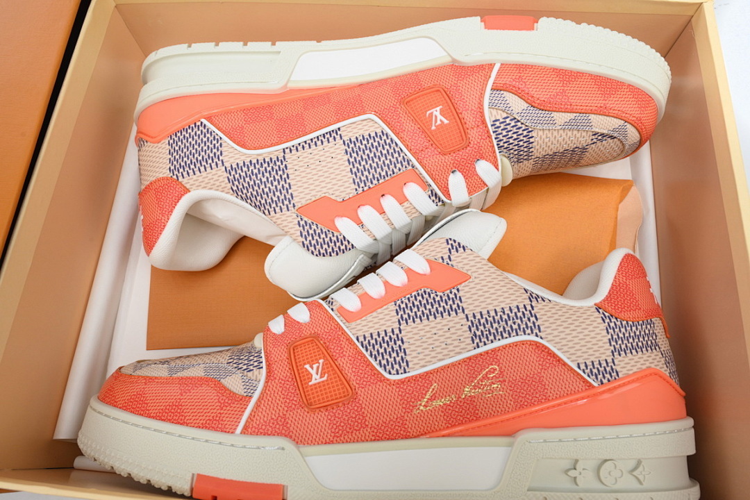 FC God Batch  Louis Vuitton Trainer Damier White Orange