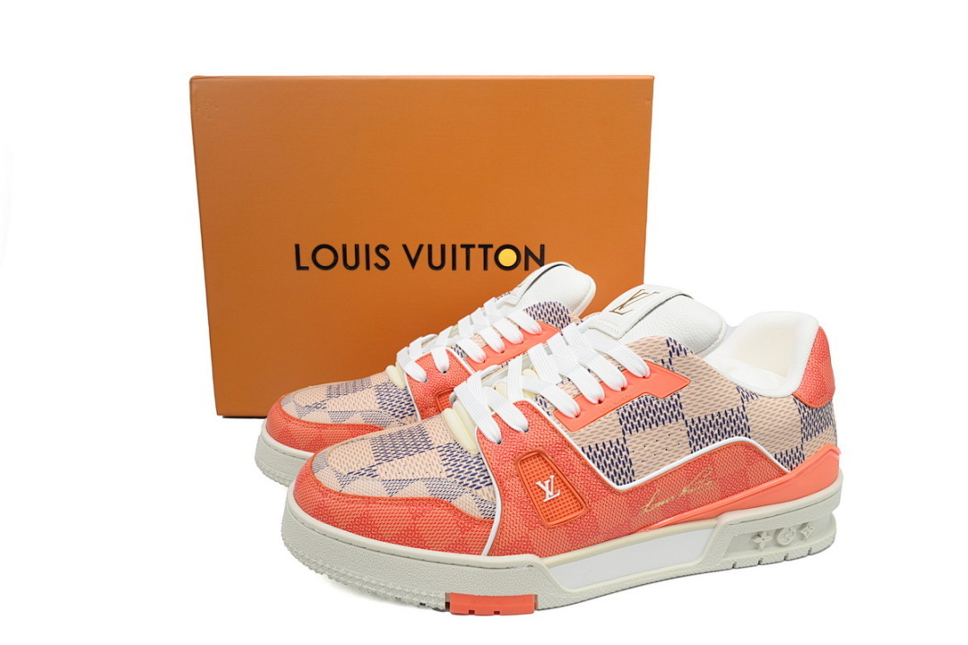 FC God Batch  Louis Vuitton Trainer Damier White Orange