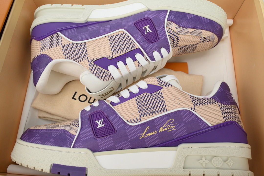 FC God Batch  Louis Vuitton Trainer Damier White Purple