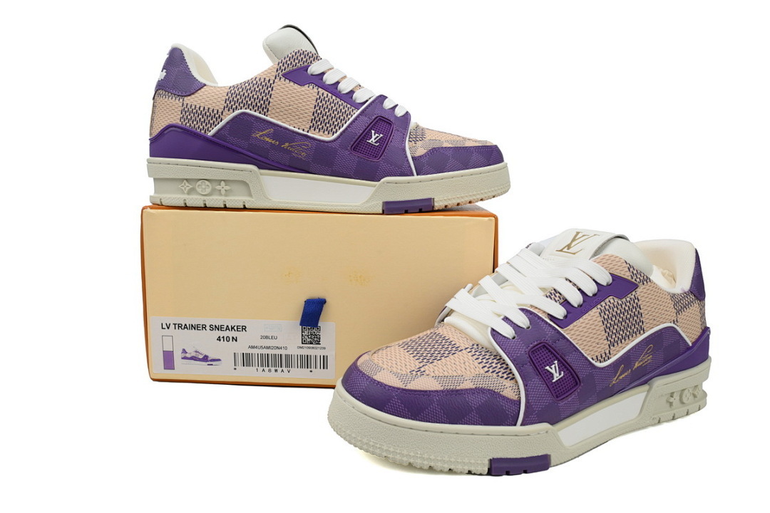 FC God Batch  Louis Vuitton Trainer Damier White Purple