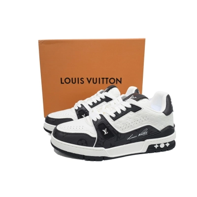 FC God Batch  Louis Vuitton Trainer Embossed Black White 02