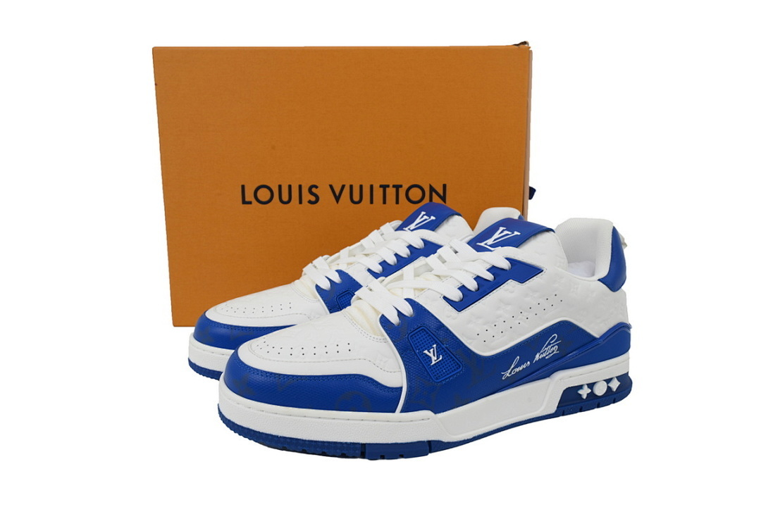 FC God Batch  Louis Vuitton Trainer Embossed Blue White 