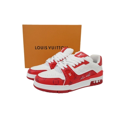 FC God Batch  Louis Vuitton Trainer Embossed White Red 02