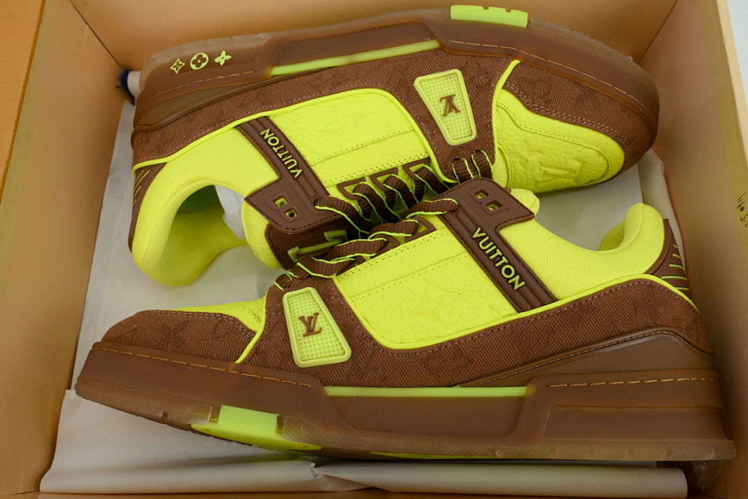 FC God Batch  Louis Vuitton Trainer Embossed Yellow Brown