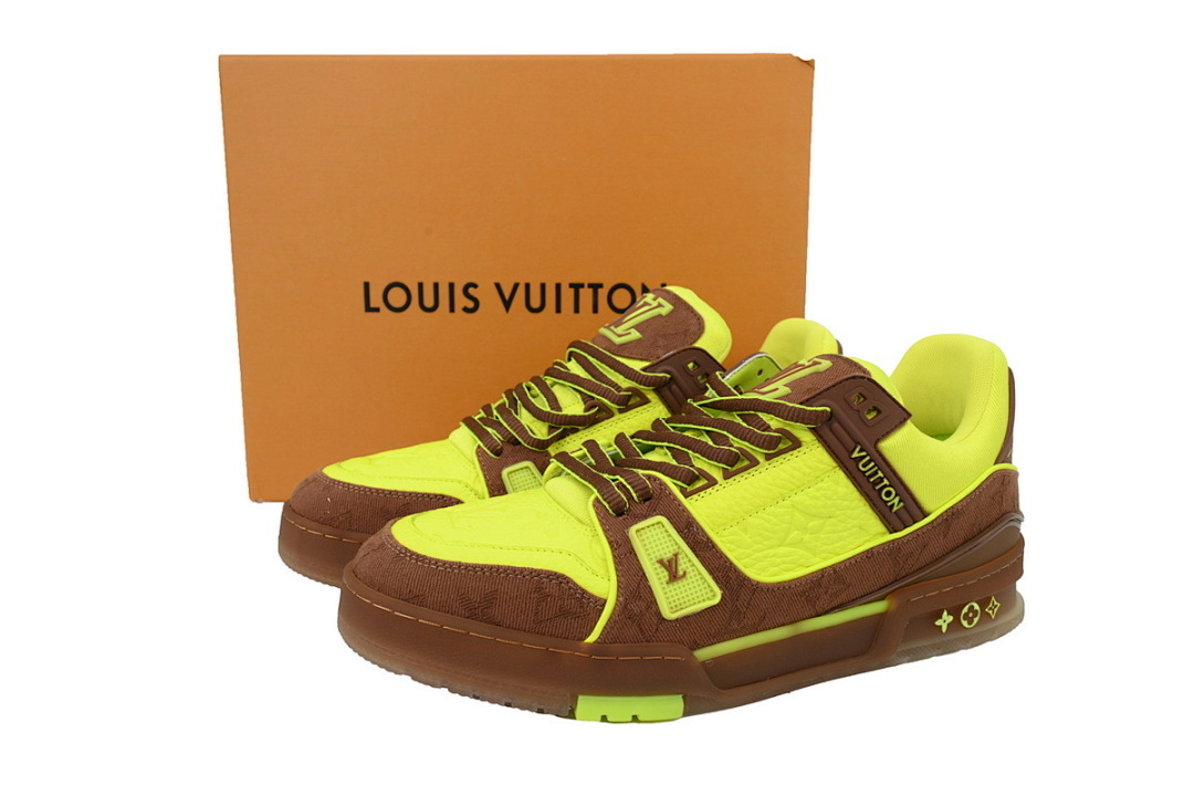 FC God Batch  Louis Vuitton Trainer Embossed Yellow Brown