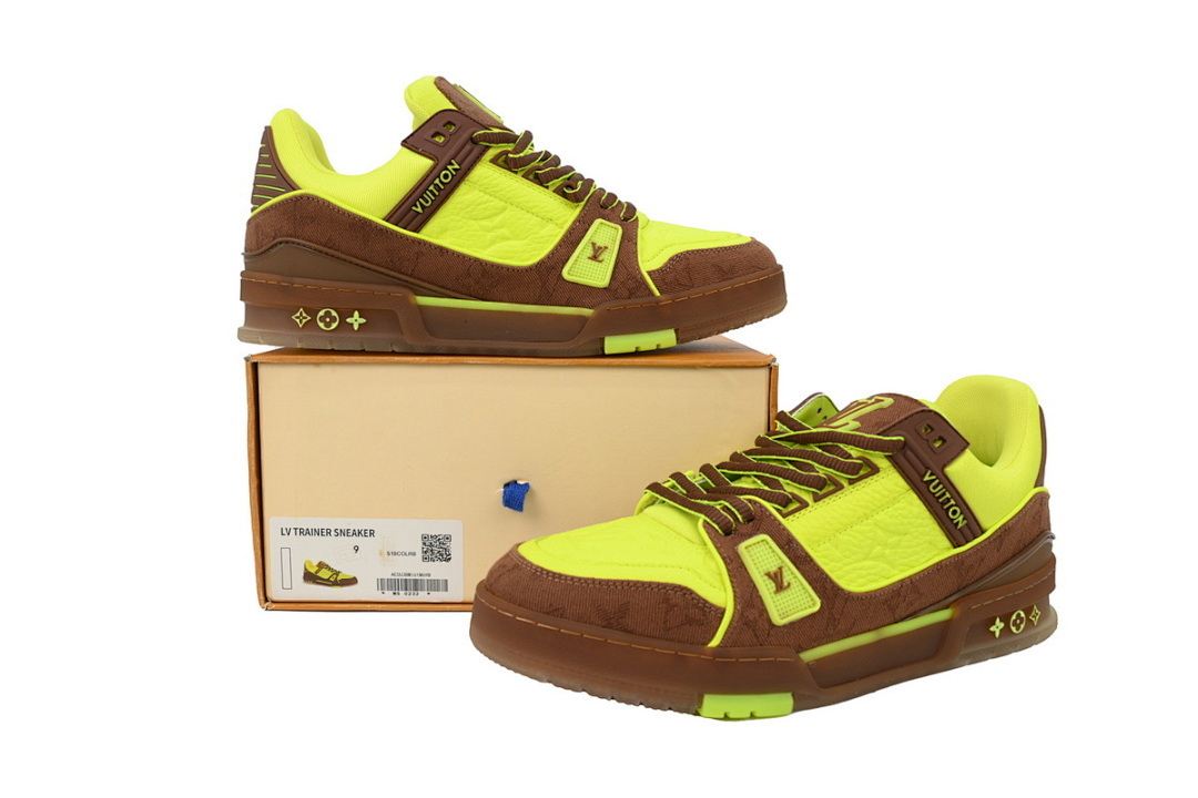 FC God Batch  Louis Vuitton Trainer Embossed Yellow Brown