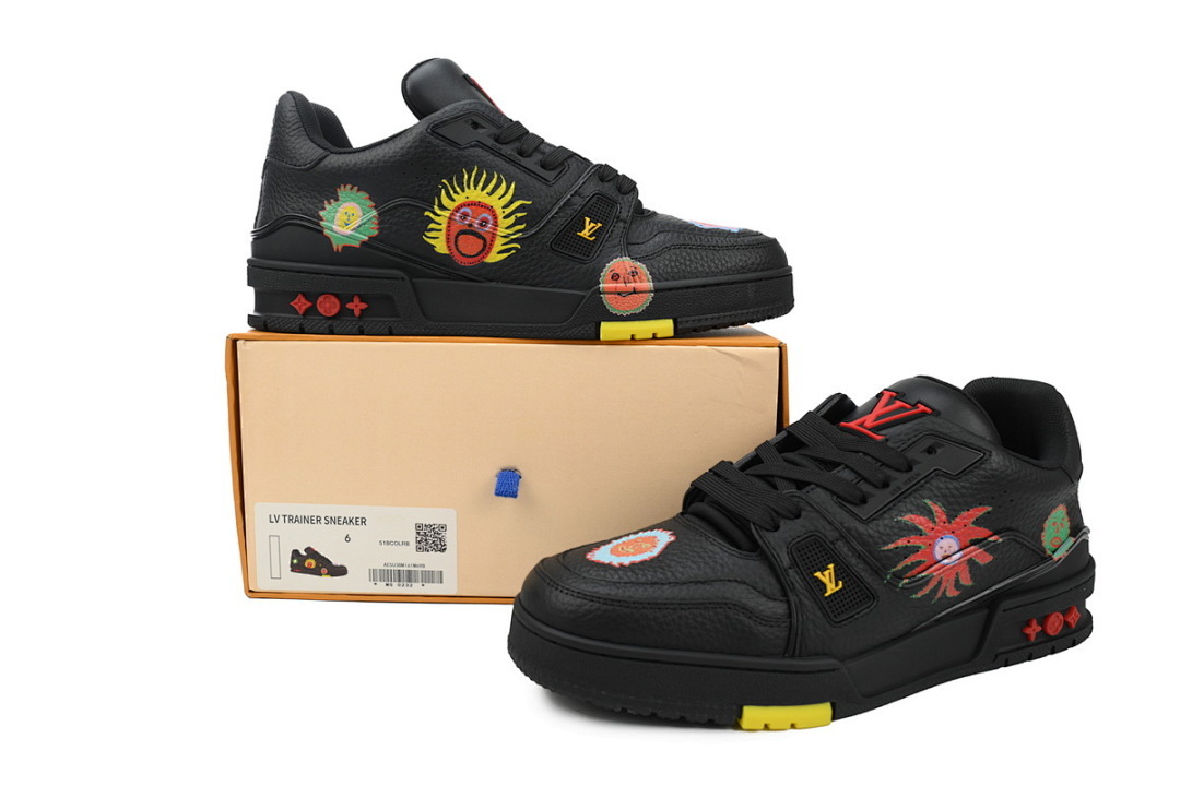 FC God Batch LOUIS VUITTON Trainer Black Yayoi Kusama x