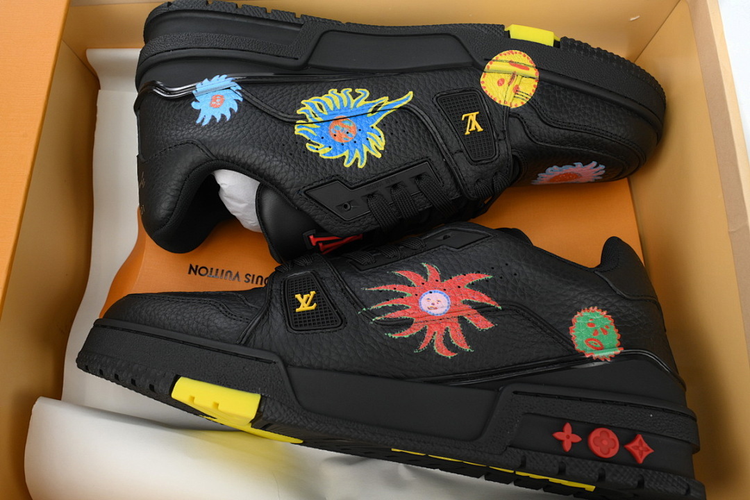 FC God Batch LOUIS VUITTON Trainer Black Yayoi Kusama x