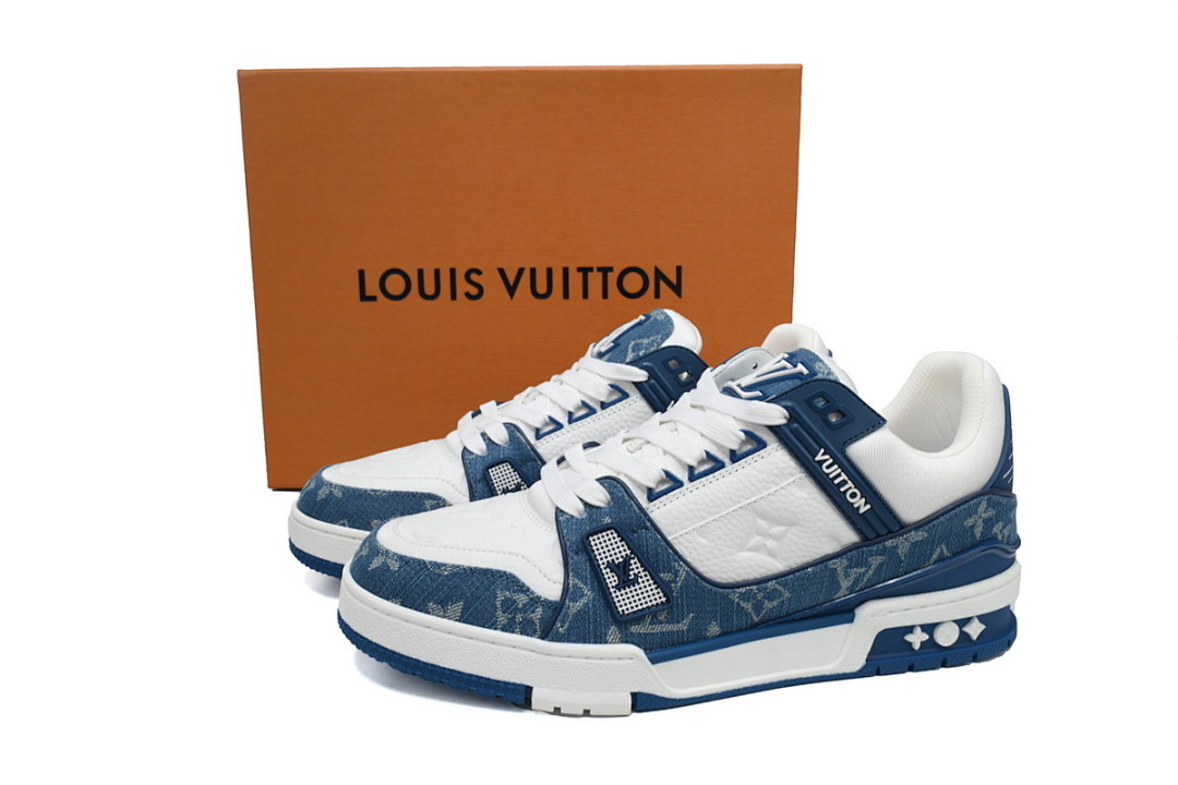 FC God Batch LOUIS VUITTON Trainer Blue Denim Patchworke