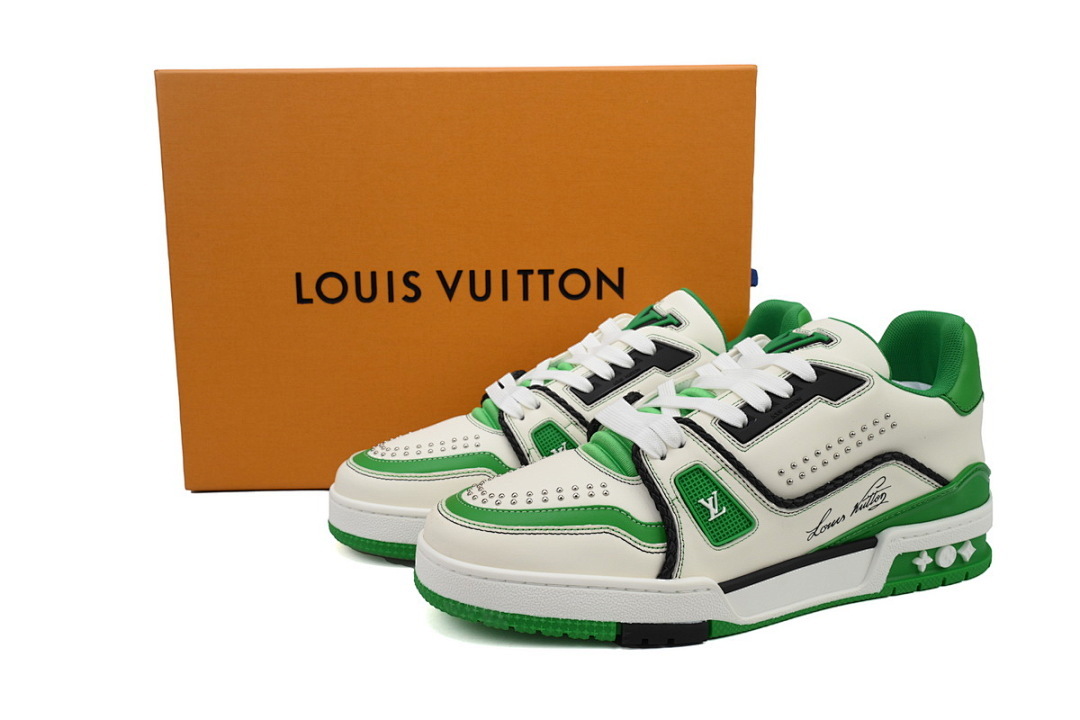 FC God Batch LOUIS VUITTON Trainer Full Leather White Green