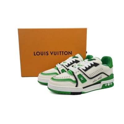 FC God Batch LOUIS VUITTON Trainer Full Leather White Green 02