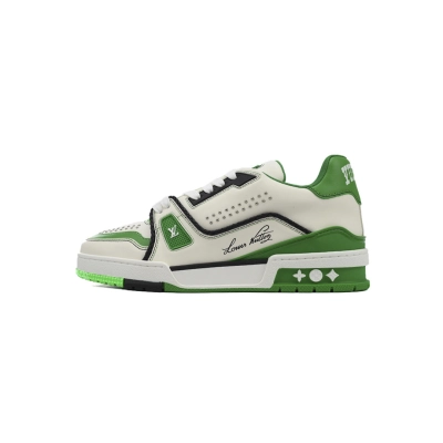 FC God Batch LOUIS VUITTON Trainer Full Leather White Green 01