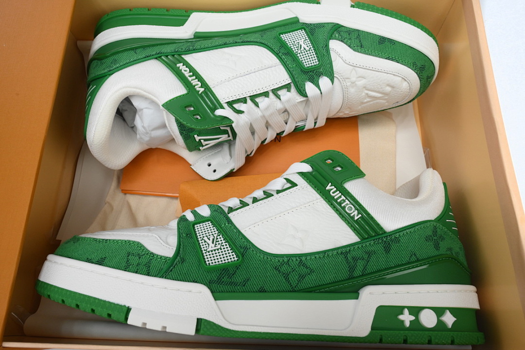 FC God Batch LOUIS VUITTON Trainer Green Denim Patchworke