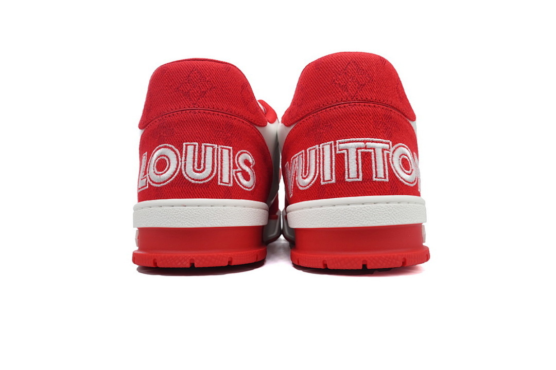 FC God Batch LOUIS VUITTON Trainer Rose Red Denim Velcro Mesh