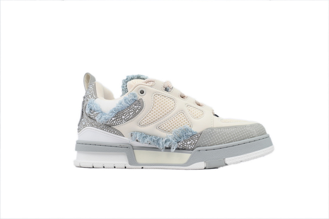 FC God Batch LOUIS VUITTON Skate Horse Hair Gray White Diamond