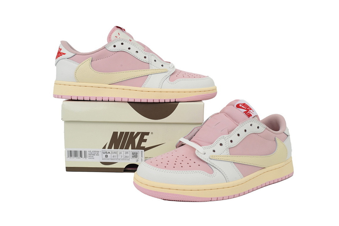 FC God Batch Travis Scott x Air Jordan 1 Low OG White Pink   DM7866-600