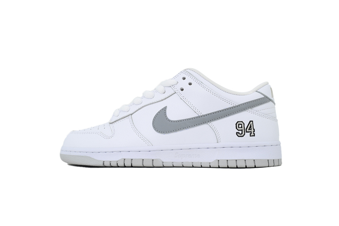 FC God Batch   Nike Supreme x Dunk Low SB 'White Metallic Silver'  HQ8487-100