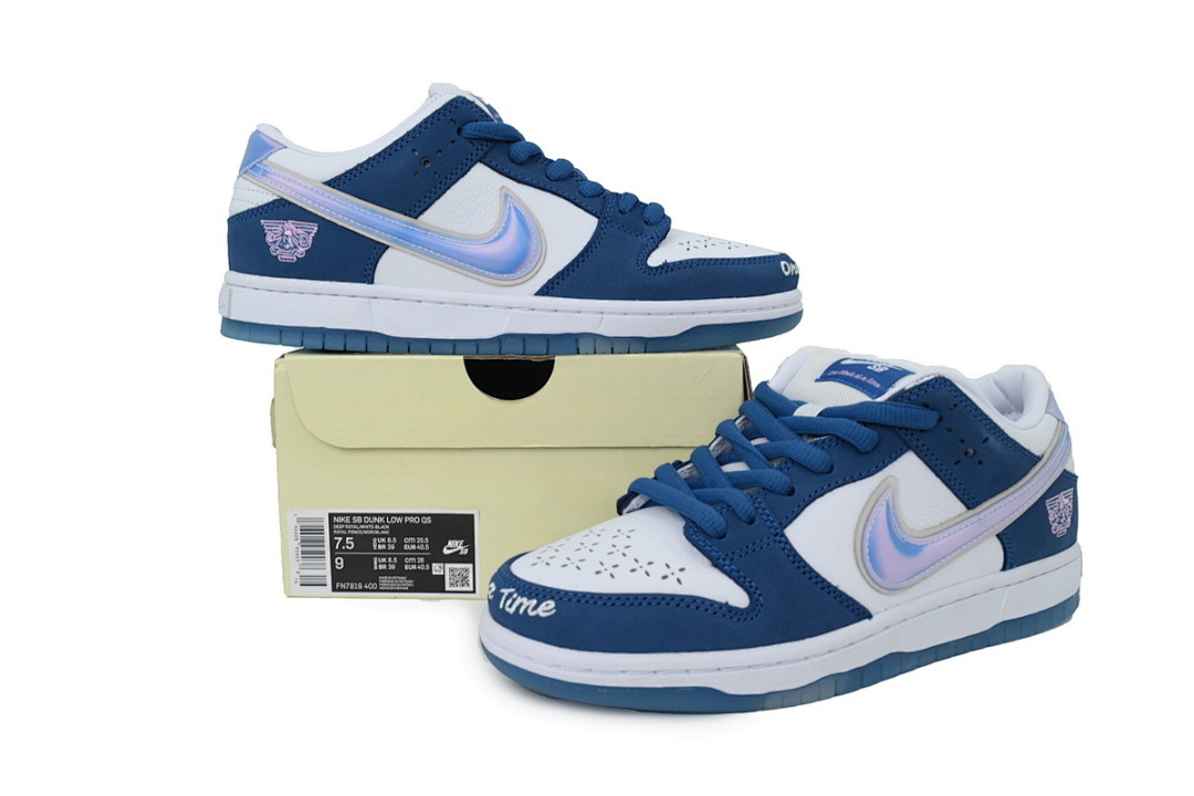 FC God Batch  Born x Raised x Nike SB Dunk Low Blue White FN7819-400 