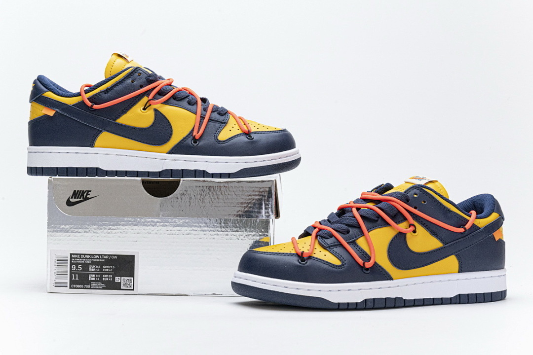 LJR Batch Nike Dunk Low Off-White University Gold Midnight Navy CT0856-700